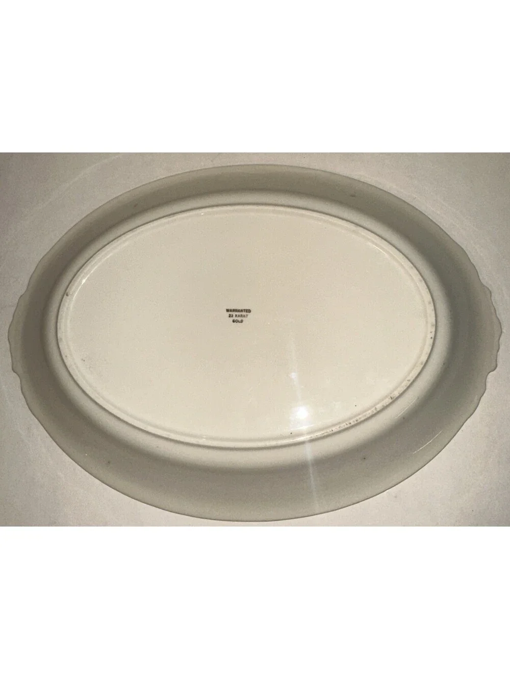 Warranted 22 Karat Gold Floral Oval Serving Platter Scalloped Edge Made in USA